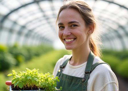 Naiya Hammie working in the greenhouse
