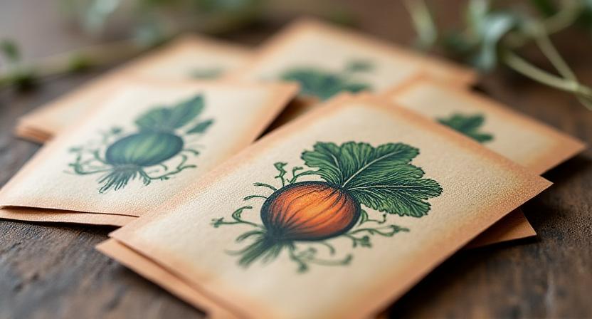 Vintage style packets of organic heirloom seeds
